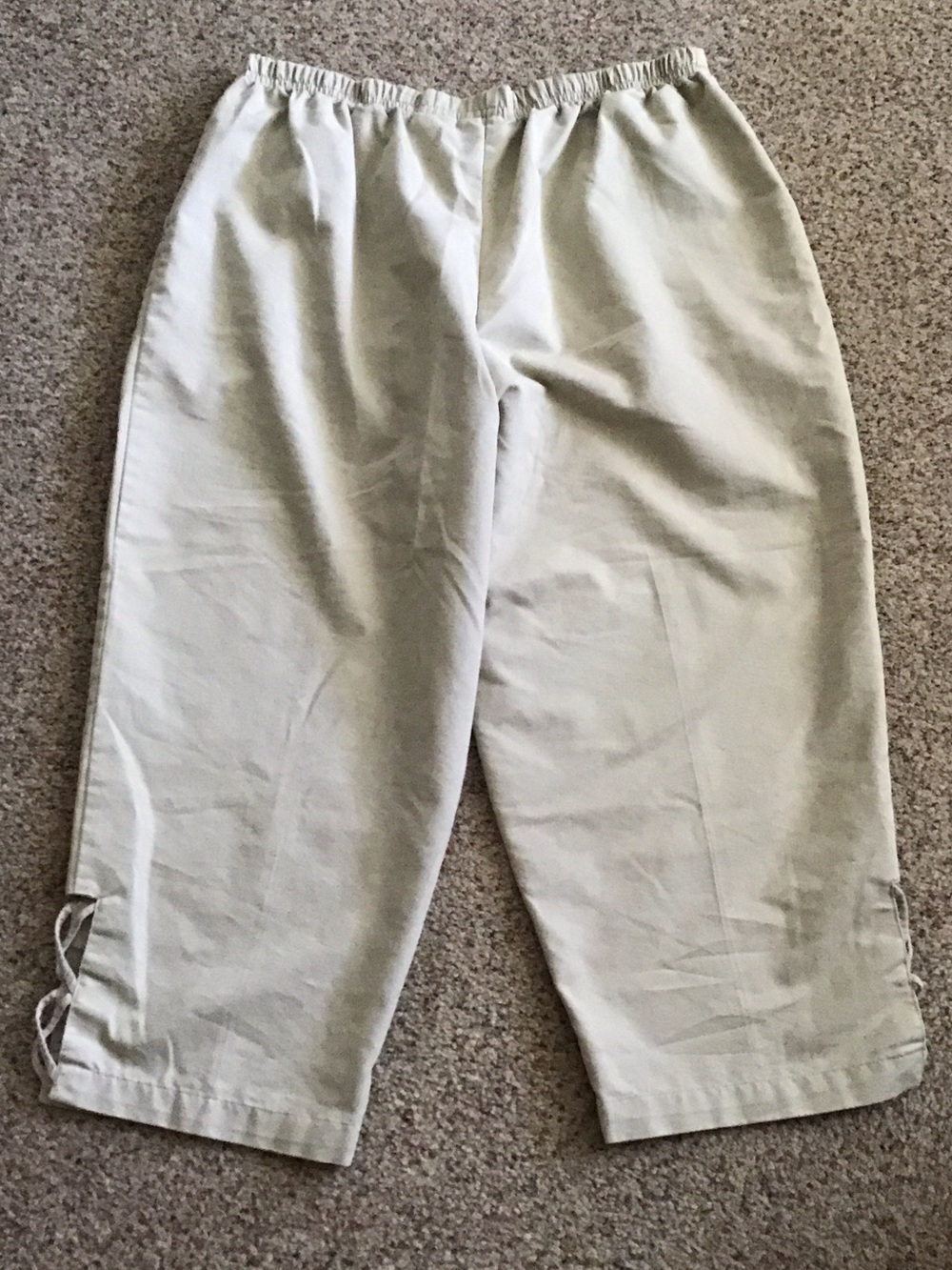 Light Beige Cropped Drawstring Hem Pants